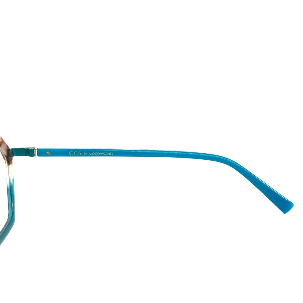 Coco Song Eyeglasses Frames CCS236 Col.2 Blue Brown 24KT Gold Inserts 53-19-140